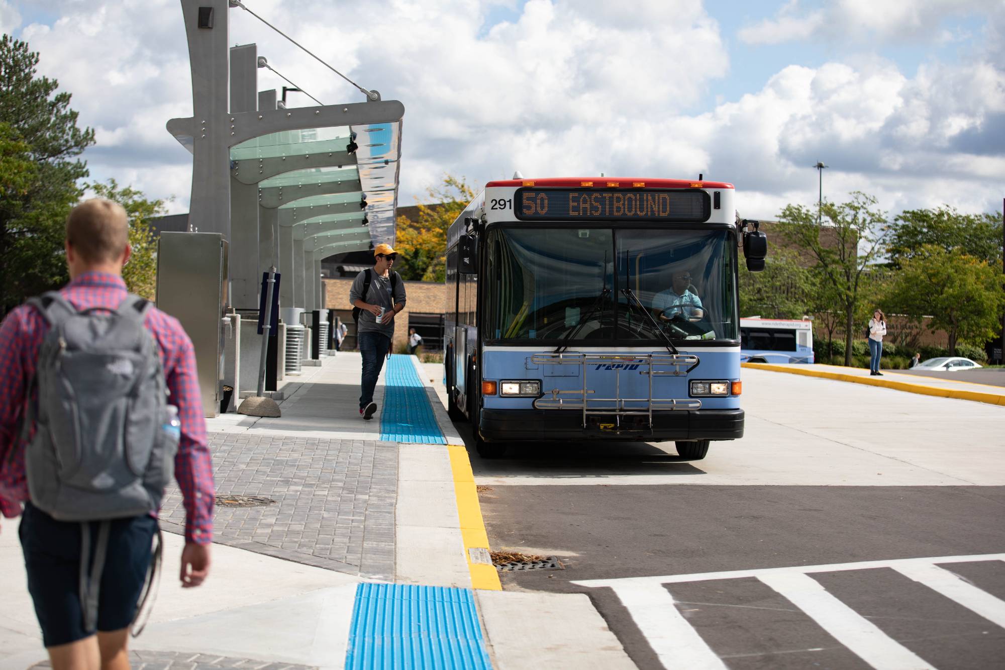 A new bus stop on Grand Valley campus.